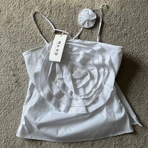 Nakd halter style white rosette flower front top